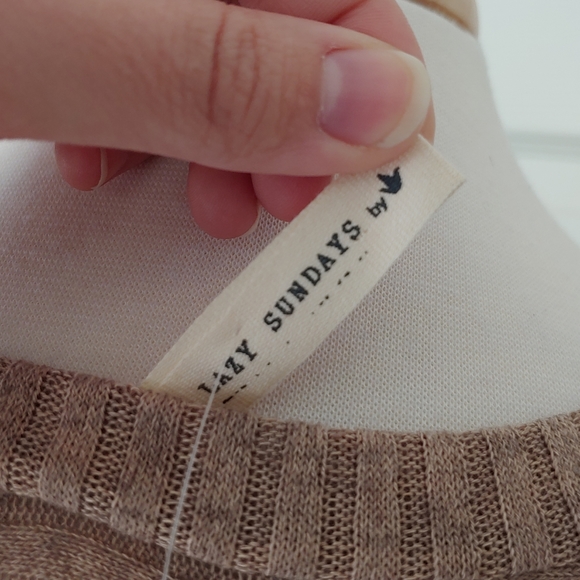 Pitaya Lazy Sundays Short Sleeve Sweater Top Brown Tan Small - Picture 8 of 11